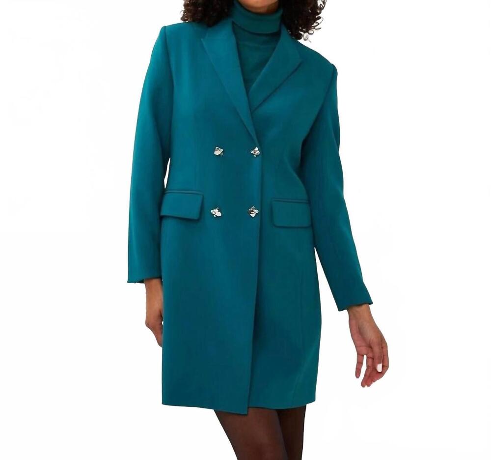 NEW ESQUALO bartha basic city blazer dress in teal